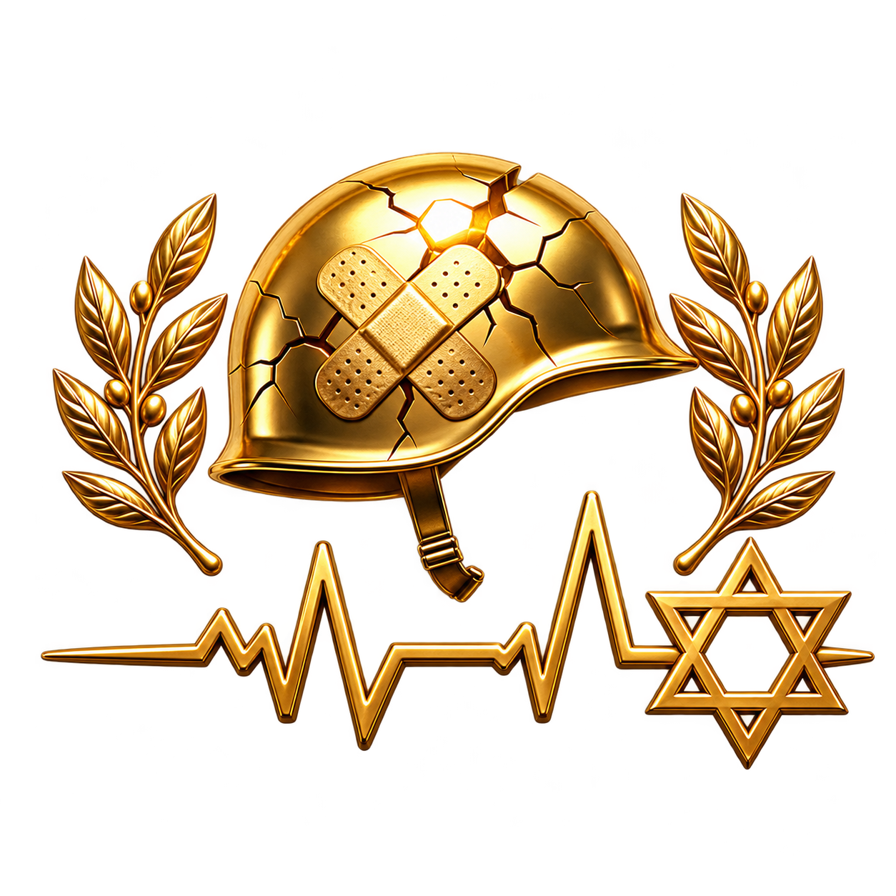 סמל הקהילה: קסדה, ענפי זית, דופק ומגן דוד